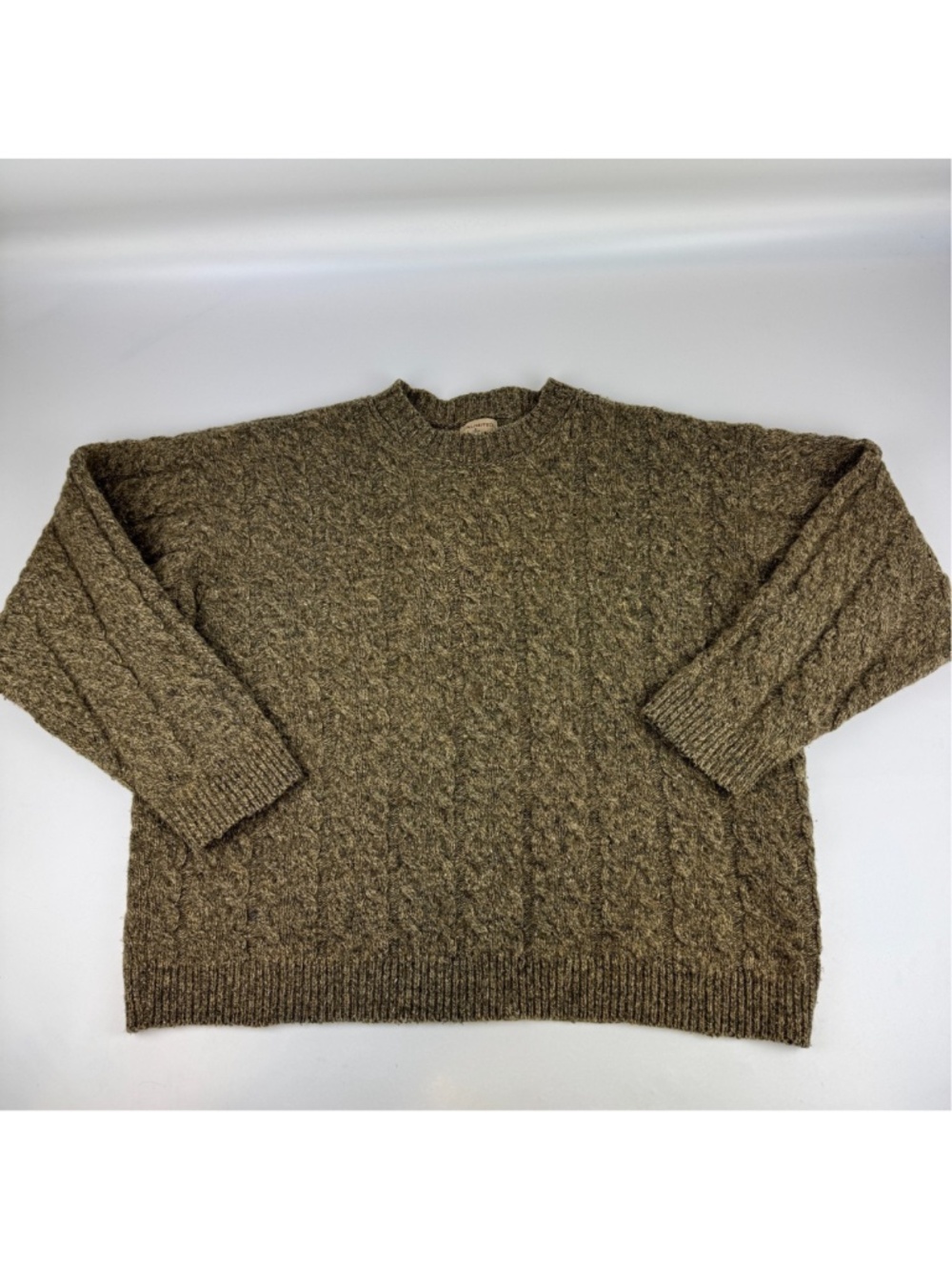 Vintage Unlimited Quest Mens Size L Cable Knit Fishermens Sweater Wool Blend